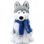 Short Plush Simulation Husky Stuffed Toy With Scarf ISO9001 for sale
