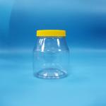 Transparent Airtight Wide Mouth Cookies PET Plastic Sweet Sugar Jar Yellow Screw Lid for sale