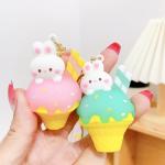 Ice Cream Cute Rabbit Keychain Charms Silicone Stationery Style Purse Handbag Charms