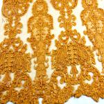 Beautiful Hand Embroidered Lace Water Soluble Beaded Lace Bridal Fabric 20% Polyester for sale