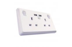 China British Standard USB Wall Switch Socket , 110V ~ 250V 13A Charging Socket Panel supplier