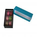 Rectangle Blue French Macaron Paper Gift Box Packaging With Insert Tray
