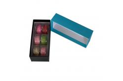 China Rectangle Blue French Macaron Paper Gift Box Packaging With Insert Tray supplier