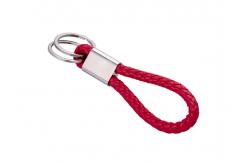 China 10mm PU Braided Leather Key Chains Debossing Logo Car Key Ring Holder supplier