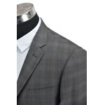 Men'S Slim Fit Tailored Suits Deep Grey Check Anti Shrink Breathable