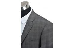 China Men'S Slim Fit Tailored Suits Deep Grey Check Anti Shrink Breathable supplier
