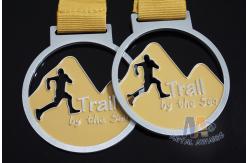 China Cut Out Design Custom Award Medals , Personalised Medals With Yellow Ribbon supplier