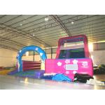 Disney princess pink inflatable wide slide with jump area inflatable big dry slide bounce house for sale