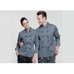 Gray Personalized Custom Work Shirts , Slim Fit Double Breasted Chief Cook Uniform for sale
