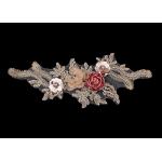 3D Flower Beaded Lace Embroidered Applique Patches Collar With Sequin Rhinestone