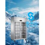 High Transparency Double Door Glass Freezer Convenient Long Lasting For Keeping Fresh for sale