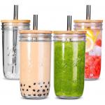 500ml Bubble Tea Cups Reusable Wide Mason Mouth Smoothie Cups Mason Jar Drinking Glasses Cups for sale