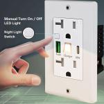 China Mexico Easy Installation 125V 15A USB Receptacle with Night Light PD3.0 Fast Charger factory