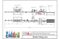 China Chemicals Bottle Filling Line / Foaming Detergent Filling Machine Line With Servo Filling Machine supplier