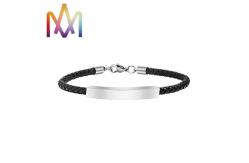 China 8g Arc Shaped Mens Custom Engraved Leather Bracelets supplier
