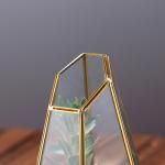 Custom Large Crystal Vases , Clear Gold Geometric Vase Metal + Glass Material