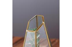China Custom Large Crystal Vases , Clear Gold Geometric Vase Metal + Glass Material supplier