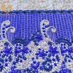 Water Soluble Sequined Lace Fabric 135cm Width African Textile Pattern Handmade for sale