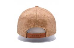 China Curved Six-Panel Wood Grain Leather Baseball Cap With Adjustable Strap supplier