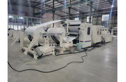 China Nice Design Dot To Dot Lamination Embossing Kitchen Towel Paper Rewinding Machine supplier
