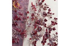 China Elegant Shiny Lace Fabric Handmade 91.44cm Length Decoration Beaded supplier