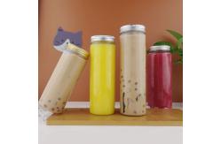 China Beverage Round Plastic Pet Boba Juice Bottles Transparent 450ml With Aluminum Lid supplier