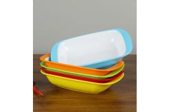 China 100% Melamine Unbreakable Plastic Rectangle Bowls Deep Plate For Salad Soup supplier