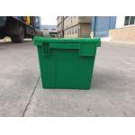 Yellow Plastic Storage Bins Attached Lids Stacked For Transportation