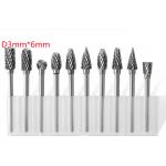 10pcs Tungsten Carbide Rotary Burr Set 6mm Burr Diameter With 3mm Diameter Shank for sale