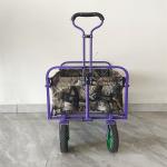 PVC Coating Folding Wagon Cart With Retractable Handle Double Oxford Cloth Pockets