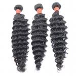 Virgin Peruvian Hair Curly Weave , Deep Wave Bundles With Closure No Tangle for sale
