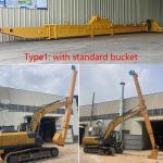 Long Reach Project Excavator Telescopic Arm With Standard Bucket Clamshell Bucket