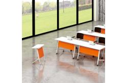 China Orange Folding Training Table Office Multi Person Metal Leg supplier