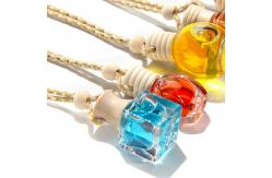 China Flat Round Hanging Glass Diffuser Bottles Car Perfume 8ml supplier