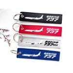 Bold Boeing 737 Keychains: 3D Embroidery + Laser-Engraved Metal Rings for Aviation Enthusiasts for sale