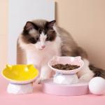 Cat Ears 20 Degree Elevated Tilted Cat Bowls Raised Macaron Color Ceramic Dog Bowls for sale
