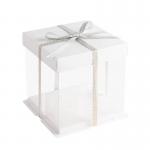 Factory Custom Eco Friendly Food Folders Box for 6 8 10 12 Inch Transparent Cake Box with Ribbon for sale