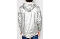 China Oem Bulk Mens Reflective Jacket 100% Polyester Shiny Silver Lightweight Windbreaker supplier