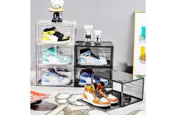 China Transparent Acrylic Plastic Stackable Drop Front Clear Shoe Box For Display supplier