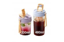 China 11oz / 330ml Plastic Reusable Cold Iced Coffee Cup With Lids And Straws supplier