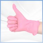 Soft Pink Disposable Synthetic Nitrile Gloves 9 Inches Length for sale