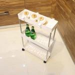 3 Tier Rolling Home Storage Carts Foldable Multi Purpose Slim Thickened 62*40*12.5cm for sale
