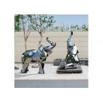 Elephant Mirror Stainless Steel Sculpture For Contemporary Garden Decoration for sale