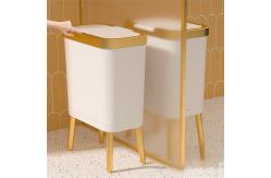 China PP Plastic Office Dustbin Custom Trash Can 15L With High Bamboo Leg supplier