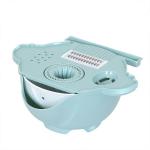 Portable Blue 4 Dicing Blades Vegetable Cutter With Drain Basket