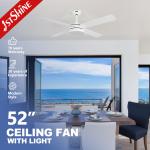 52 Inch LED Ceiling Fan with 3 Color LED Light 3000k 4000k 6000k Big Airflow and Low Speed for sale