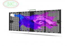 China Transparent Screen HD HQ 1R1G1B 4.81mm LED Screen Digital Signage Bracket supplier