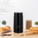 Glossy Matte Black Espresso Milk Frother Detachable Base Precise Temperature Control 65°C