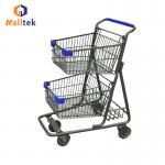 100KGS Load Metal Supermarket Shopping Trolley With 3 Basket for sale
