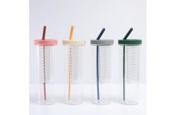 China OEM 700ml Plastic Espresso Cups With Straw And Lid supplier